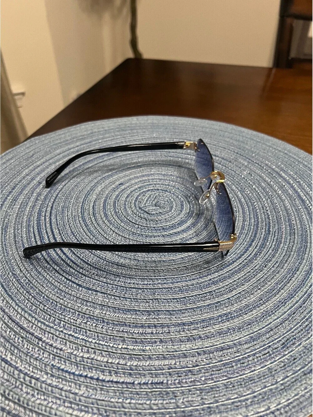 Luxe Rimless Blue Gradient Tint Sunglasses Unisex